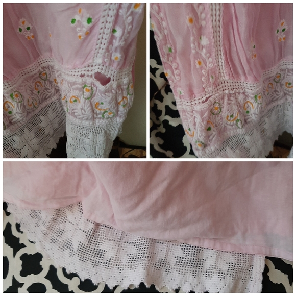 Pink Embroidered Handmade Tunic Dress Indian Boho - Picture 6 of 8